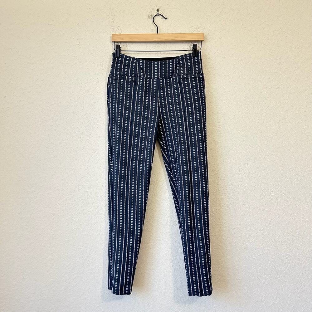 BETABRAND Power Down DPYP Yoga Pants Navy Blue Striped Activewear